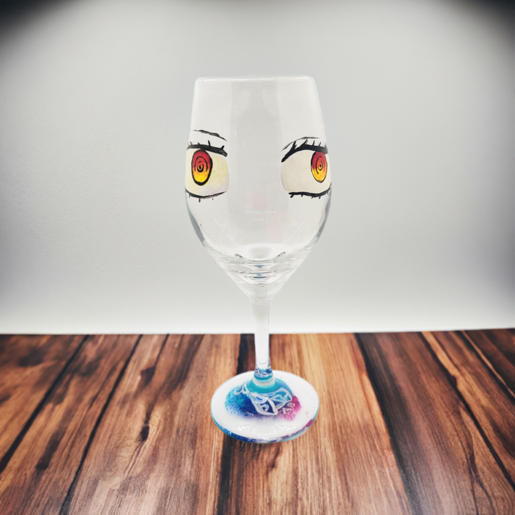 Fire Heart Eyes Wine Glass