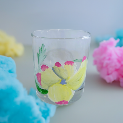 Yellow and Pink Dogwood Highball Glass