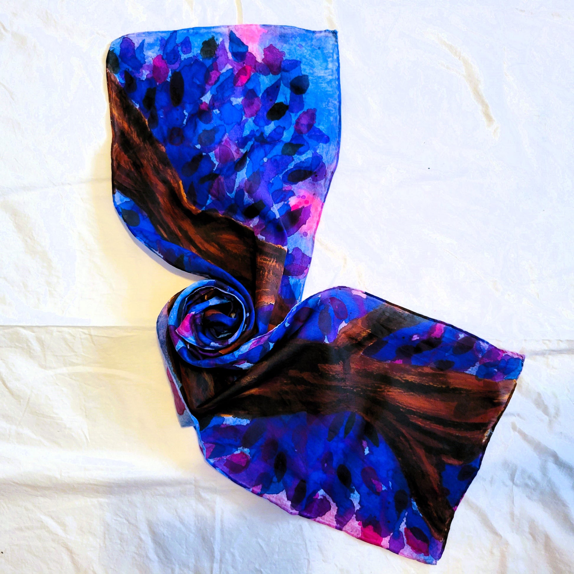 Purple Jacaranda Tree Silk Scarf Swirled