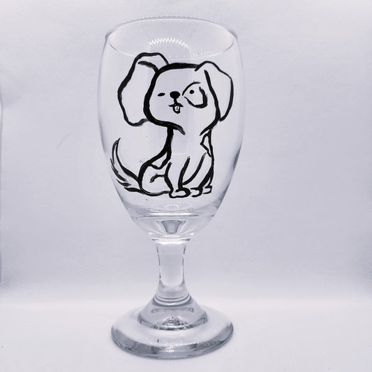 floppy ear puppy wine glass hand painted amy bridges