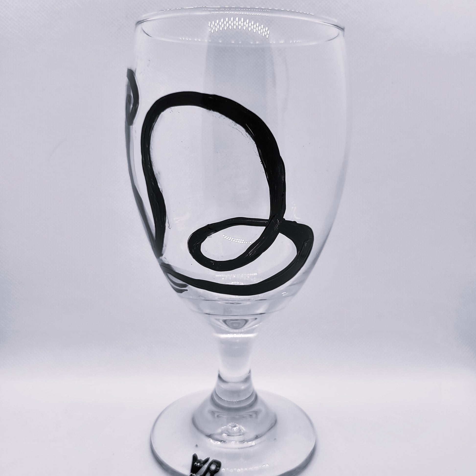 cat queen goblet wine glass hand painted