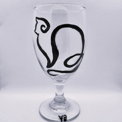 cat queen wine glass handpainted glassware