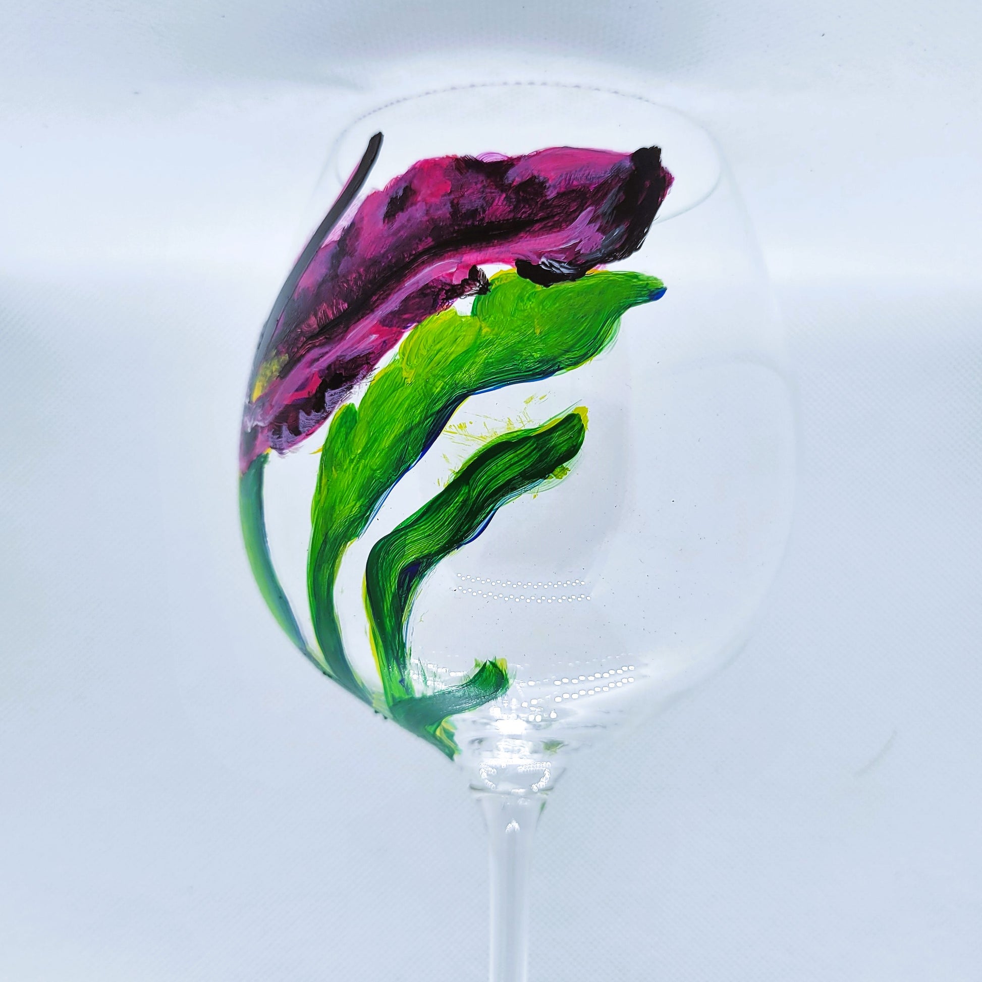 Voodoo Lily Wine Glass hand painted glassware