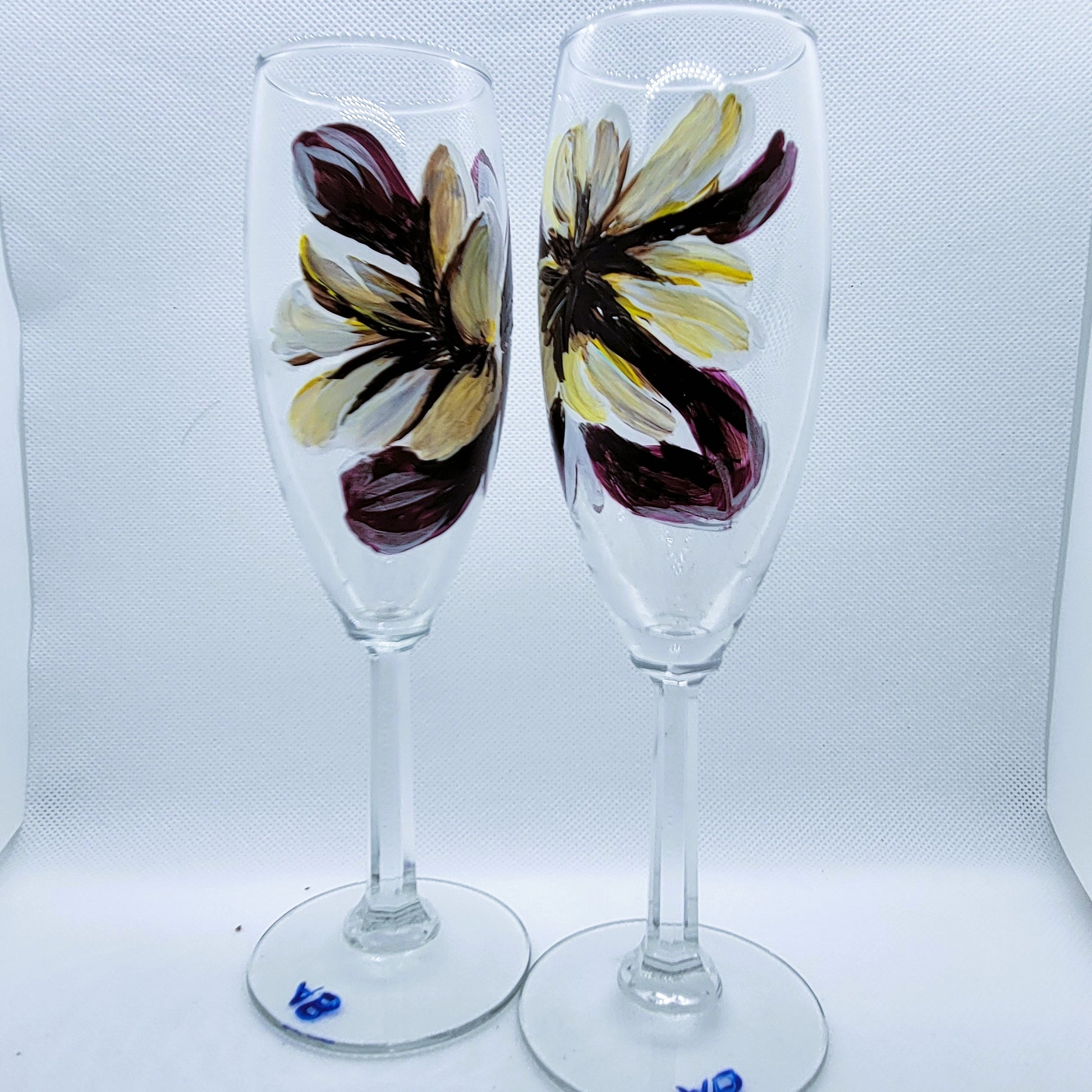 champagne flute pair hand-painted